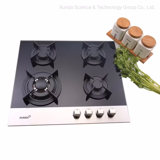 Fornello a gas da cucina con piano cottura a gas da incasso in stile europeo Lotus Flame a 4 fuochi